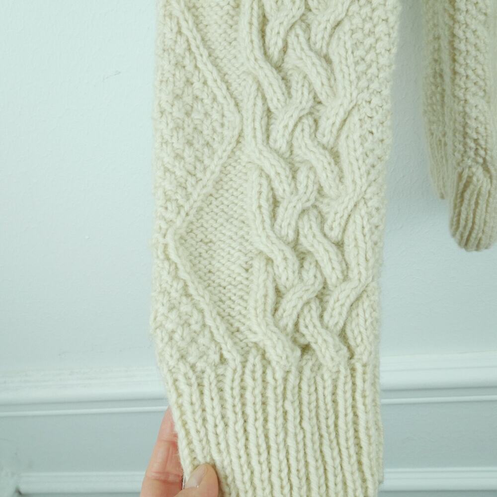 Vintage Women's M L Fisherman Cardigan Sweater Chunky Knit Wool Preppy Nautical - Picture 6 of 11